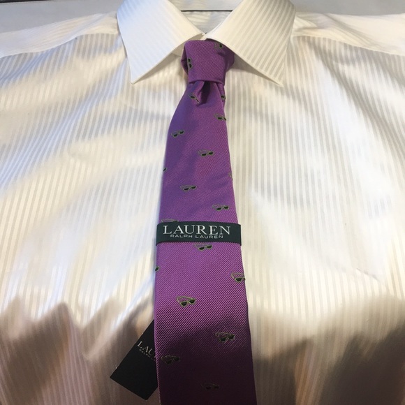 Ralph Lauren purple with green sunglasses print tie. NWT - Picture 8 of 9